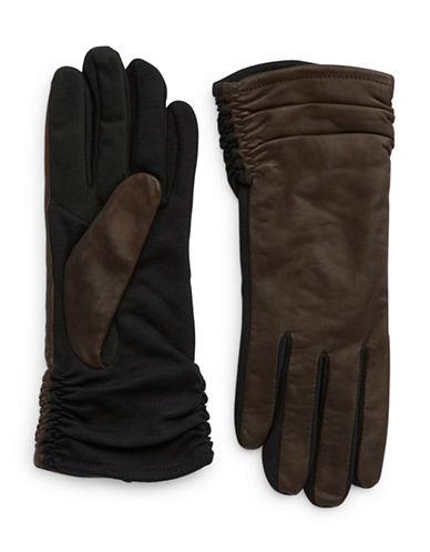 Lord & Taylor Leather Ruched Gloves