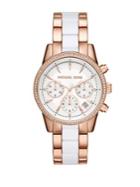 Michael Kors Ritz Rose Goldtone Stainless Steel And Acetate Bracelet Watch