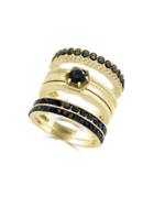 Effy Caviar Black Diamond And 14k Yellow Gold Ring
