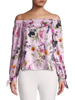 Bailey 44 Floral-print Off-the-shoulder Top
