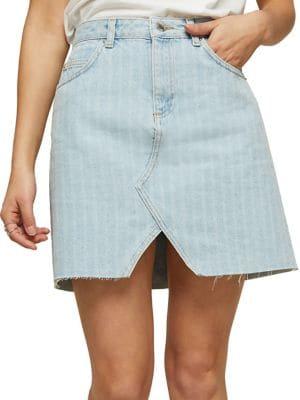Miss Selfridge Bleached Striped Denim Skirt