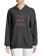 Bow And Drape Embroidered Hoodie