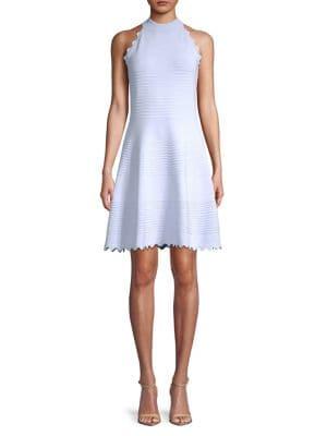 Eliza J Ribbed Ruffle Halter A-line Dress