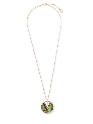 Vince Camuto Psychotropical Fashion Crystal And Leather Pendant Necklace
