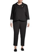 Tahari Arthur S. Levine Plus Two-piece Envelope-collar Pant Suit
