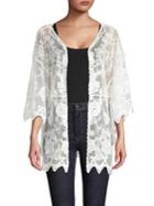 Laundry By Shelli Segal Floral Lace Cotton Blend Cardigan