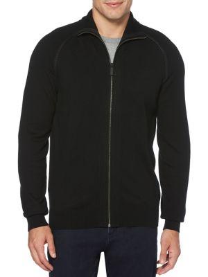 Perry Ellis Full-zip Cotton-blend Sweater