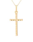 Lord & Taylor 14k Yellow Gold Textured Cross Pendant