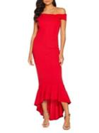 Quiz Off-the-shoulder Ruffled High-low Gown
