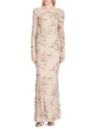 Lauren Ralph Lauren Sequined Embroidery Long Dress