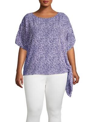 Michael Kors Plus Ikat Print Tie Side Top