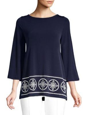 Michael Michael Kors Studded Border Boatneck Top