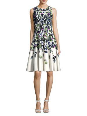 Gabby Skye Seamed Floral Fit-&-flare Dress