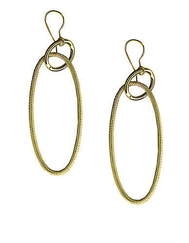 Lord & Taylor 14 Kt. Yellow Gold Textured Oblong Drop Hoops