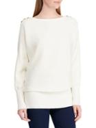 Lauren Ralph Lauren Button-shoulder Ribbed Sweater