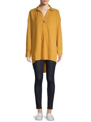 Cupio High-low Button-front Cotton Top