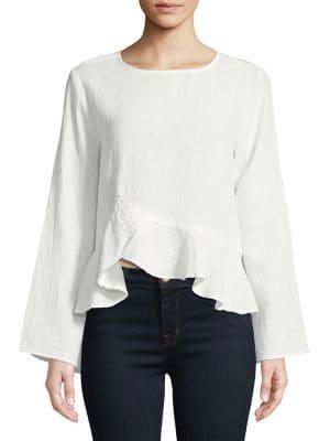 Design Lab Ruffled Asymmetric Peplum Blouse