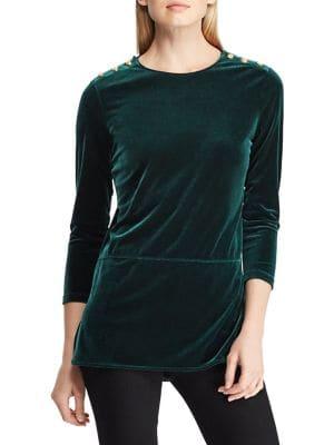 Lauren Ralph Lauren Crewneck Velvet Top