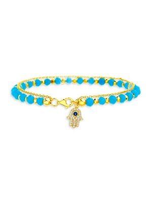 Lord & Taylor 14k Goldplated Sterling Silver Hamsa Crystal Double-strand Bracelet