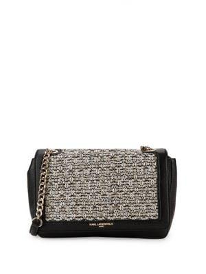 Karl Lagerfeld Paris Textured Logo Shoulder Bag