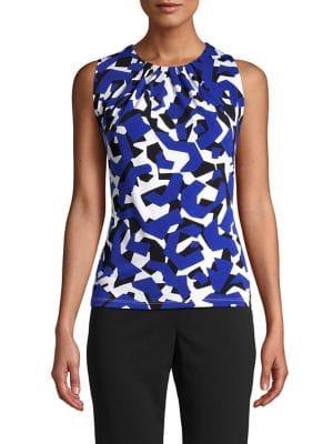 Calvin Klein Printed Pleated Neck Tank