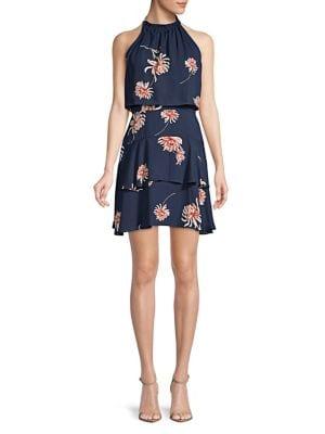 Bb Dakota Floral Ruffle Halter Dress