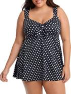 Longitude Plus Dot To Dot Tie-front Swimdress