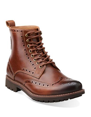 Clarks Montacute Leather Wingtip Boots