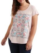 Lucky Brand Plus Floral Scarf-print Tee