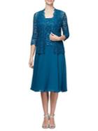 Alex Evenings Two-piece Open-front Jacket & Sequined Dress Set