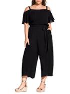 City Chic Plus Frill Shoulder Jumpsuit