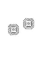 Lord & Taylor Diamond And 14k White Gold Geometric Stud Earrings