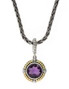 Effy Sterling Silver 18k Yellow Gold And Amethyst Pendant Necklace