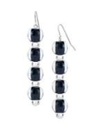 Gold And Honey 4-drop Rhodium-plated & Lucite Bead Earrings