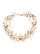 Miriam Haskell Social White Faux Pearl & Crystal Cluster Necklace
