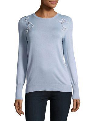 Ivanka Trump Floral-beaded Sweater