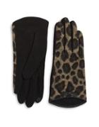 Portolano Tech Compatible Leopard-print Gloves