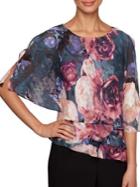 Alex Evenings Printed Popover Burnout-print Blouse