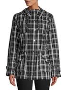 Calvin Klein Plaid Hooded Trench Coat
