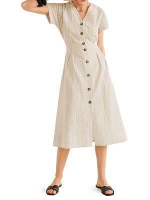 Mango Checkered Button-front A-line Dress