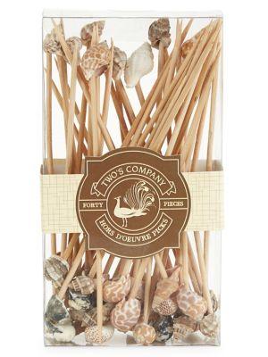 Two's Company 40-piece Shell Adorn Wood Picks