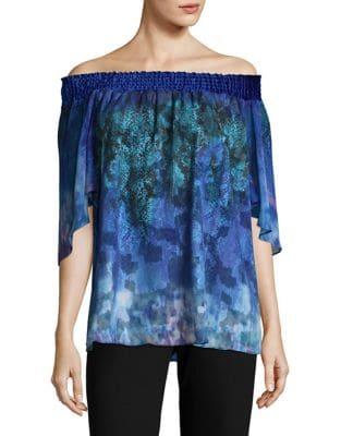 T Tahari Off-the-shoulder Printed Blouse