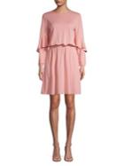 H Halston Ruffle Sleeve Cinched Waist Dress