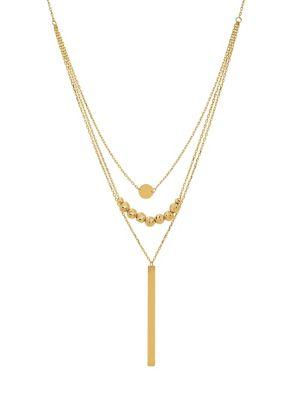 Lord & Taylor 14k Yellow Gold Triple Strand Chain Necklace