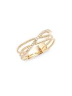 Lord & Taylor 14k Yellow Gold And Diamond Strand Ring