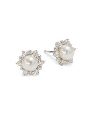 Nadri Simulated Faux Pearl Stud Earrings