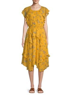 Astr The Label Sheila Floral Ruffle Asymmetrical Dress
