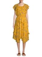 Astr The Label Sheila Floral Ruffle Asymmetrical Dress