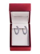 Lord & Taylor Diamond And 14k White Gold Hoop Earrings, 1 Tcw
