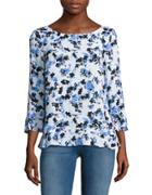 Lord & Taylor Floral Printed Heathered Blouse